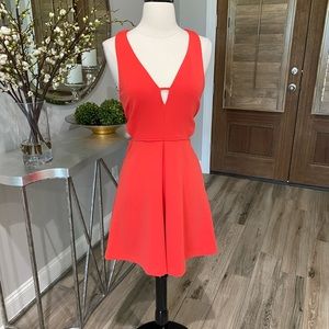 EXPRESS Cutout Fit & Flare Dress Tamale Red Size 4